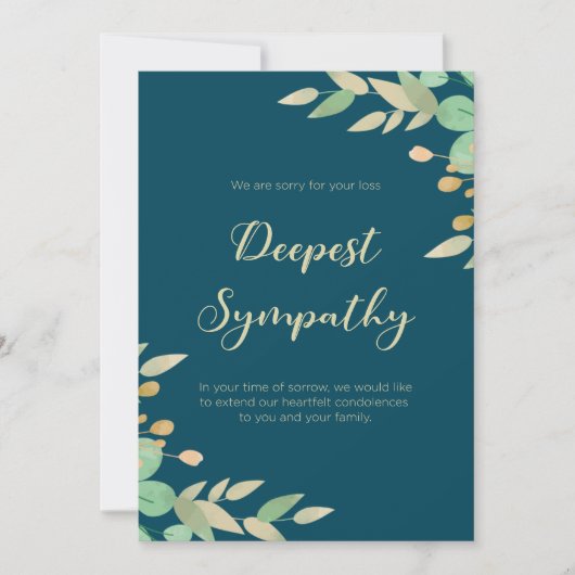 トランクルリフレクションフレームリーフィグリーン悔やみや弔慰 招待状 (正面)