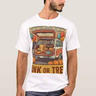 トランク・オア・トリート コミュニティ 楽しいヴィンテージスタンプ Tシャツ