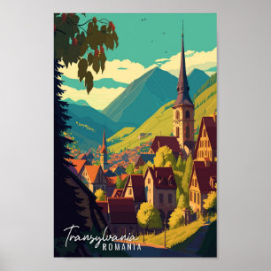 トランシルバニアルーマニアのヴィンテージ旅行イラストレーション ポスター