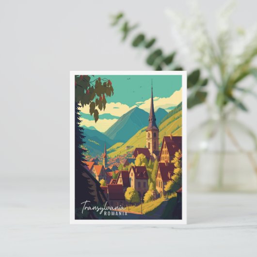 トランシルバニアルーマニアのヴィンテージ旅行イラストレーション ポストカード (スタンド正面)