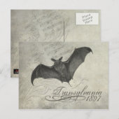 トランシルバニア1897年 バット コラージュ ポストカード ハロウィン (正面/裏面)