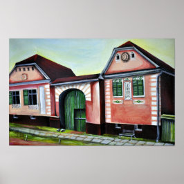 トランシルバニア、ルーマニア、水絵画色の ポスター