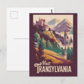 トランシルヴァニアの風景イラスト 旅行アート ポストカード (正面/裏面)