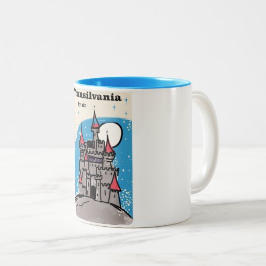 トランシルヴァニア城ヴィンテージ旅行ポスター ツートーンマグカップ (正面右)