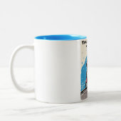 トランシルヴァニア城ヴィンテージ旅行ポスター ツートーンマグカップ (左)