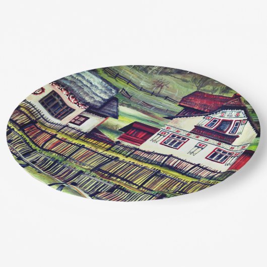 トランシルヴァニア、ルーマニア、絵絵を描画的な風景 ペーパープレート (アングル)