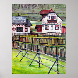 トランシルヴァニア、ルーマニア、絵絵を描画的な風景 ポスター