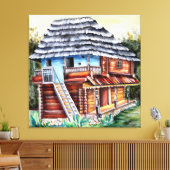 トランシ伝統的バニアのルーマニア旧家 キャンバスプリント (インサイチュ (リビング))