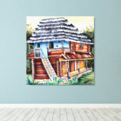 トランシ伝統的バニアのルーマニア旧家 キャンバスプリント (インサイチュ (ウッドフロア))