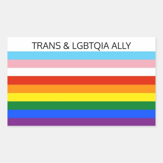 トランスおよびLGBTQIA ALLY 長方形シール (正面)