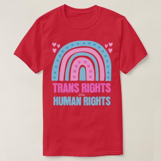 トランスの権利は人権であるトランス国旗Rainbow P Tシャツ (デザイン正面)