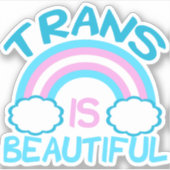トランスは美しいトランスジェンダーの虹 シール (正面)