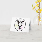 トランスジェンダーのシンボルをデザインしたグリーティングカード カード (黄色い花)