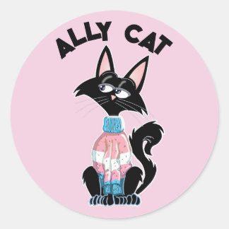 トランスジェンダーのプライド色を持つAlly cat ラウンドシール
