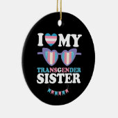 トランスジェンダーの妹ファミリーのトランスジェンダーLGBTQが大好き セラミックオーナメント (右)