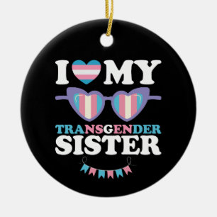 トランスジェンダーの妹ファミリーのトランスジェンダーLGBTQが大好き セラミックオーナメント
