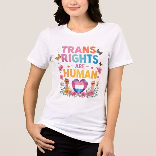 トランスジェンダーの権利は人権デザイン トライブレンドTシャツ (正面)