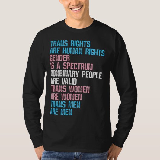 トランスジェンダーの権利は人権 スペクトラムのジェンダー Tシャツ (正面)