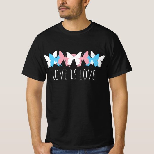 トランスジェンダーの蝶々 Love Is Love Tシャツ (正面)