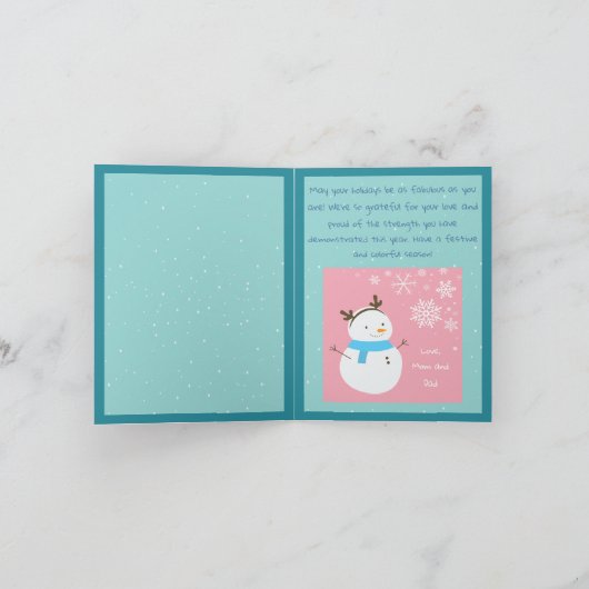 トランスジェンダーを包摂する冬のワンダーランドのグリーティングカード シーズンカード (内部)