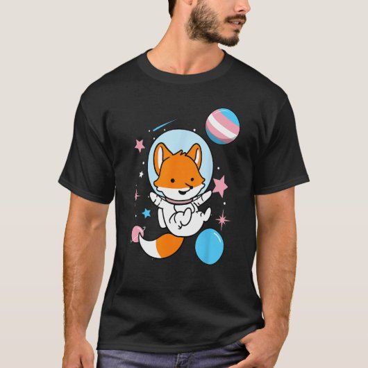 トランスジェンダーキツネの宇宙トランスプライド Tシャツ (正面)