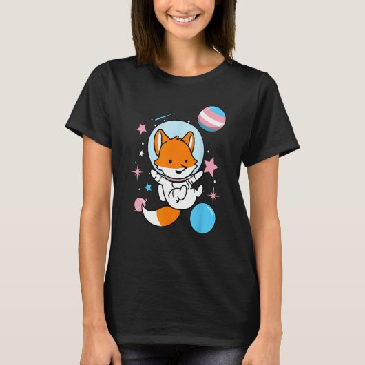 トランスジェンダーキツネの宇宙トランスプライド Tシャツ (正面)