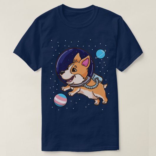 トランスジェンダーコルギイン宇宙トランスプライド1333 Tシャツ (デザイン正面)