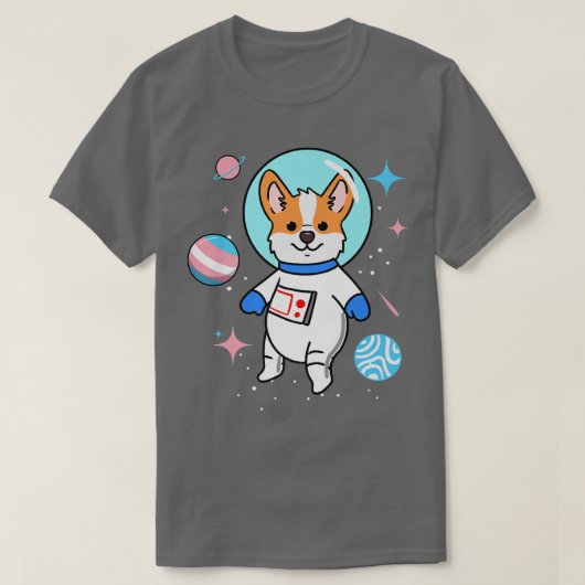 トランスジェンダーコルギイン宇宙トランスプライド1334 Tシャツ (デザイン正面)