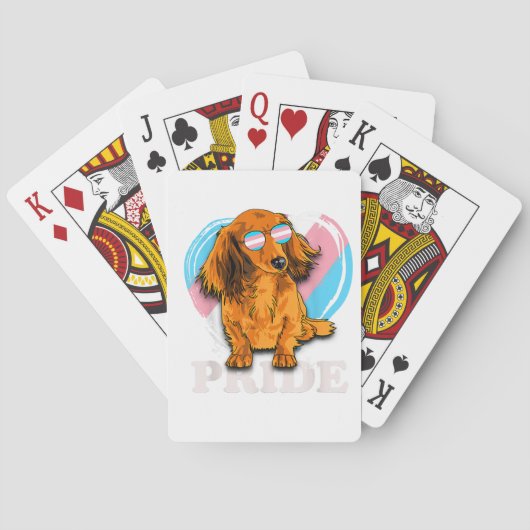 トランスジェンダーダックスシャンドレインボーハートプライドLGBTドッグ トランプ (裏面)