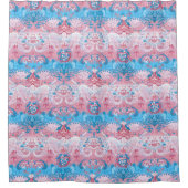 トランスジェンダードラゴンダマスク – トランスプライド国旗の色 シャワーカーテン (正面)