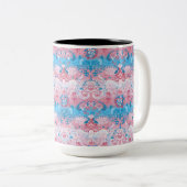 トランスジェンダードラゴンダマスク – トランスプライド国旗の色 ツートーンマグカップ (正面右)