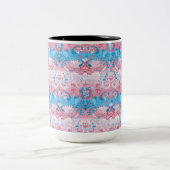 トランスジェンダードラゴンダマスク – トランスプライド国旗の色 ツートーンマグカップ (中央)