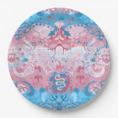 トランスジェンダードラゴンダマスク – トランスプライド国旗の色 ペーパープレート (正面)