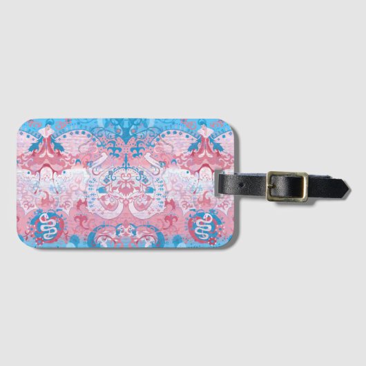 トランスジェンダードラゴンダマスク – トランスプライド国旗の色 ラゲッジタグ (正面横)