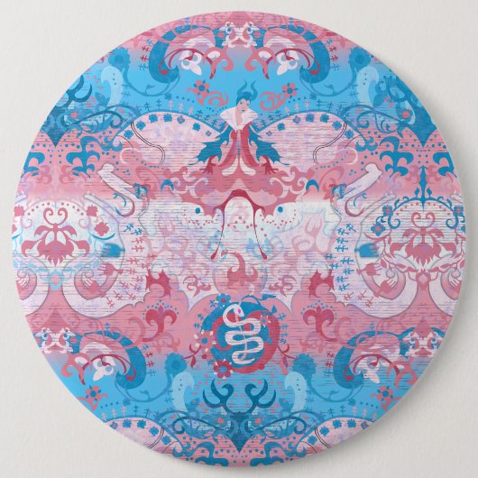 トランスジェンダードラゴンダマスク – トランスプライド国旗の色 缶バッジ (正面)