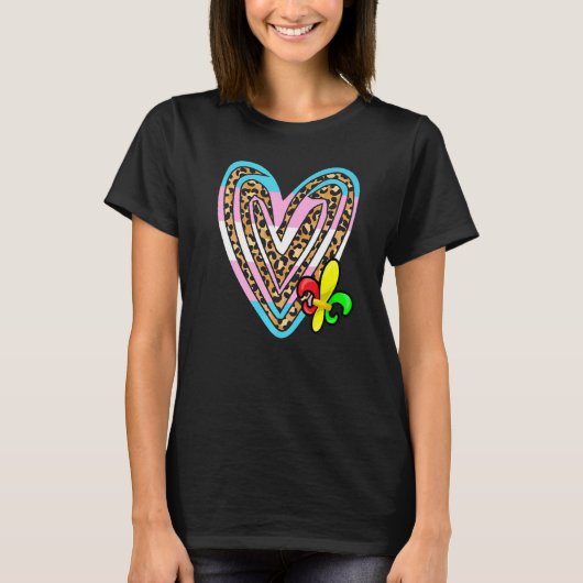 トランスジェンダーハートLgbt QかわいいLeopard Print Trans Tシャツ (正面)