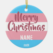 トランスジェンダーパーソナライズされたフラグのクリスマスセラミックまたは セラミックオーナメント (正面)