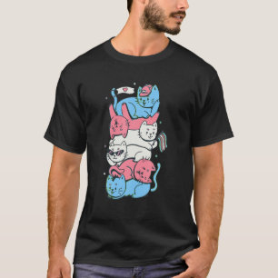 トランスジェンダープライドおもしろいかわいいキティ猫スタックトラ Tシャツ
