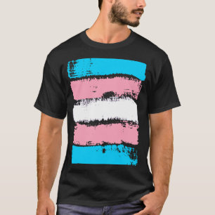 トランスジェンダープライドカラーLGBTQ+絵を描ストライプ Tシャツ