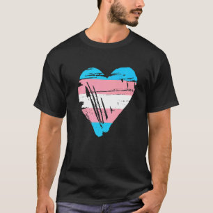 トランスジェンダープライドハートフラグ Tシャツ