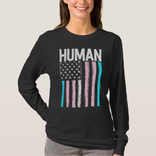 トランスジェンダープライドヒトLgbtレインボーアメリカンFla Tシャツ