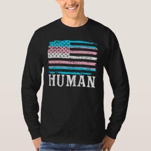 トランスジェンダープライドヒトLGBTレインボーアメリカ国旗 Tシャツ