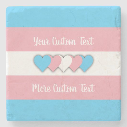 トランスジェンダープライドフラグと文字石コースター ストーンコースター (正面)