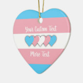 トランスジェンダープライドフラグと文字 セラミックオーナメント (左)