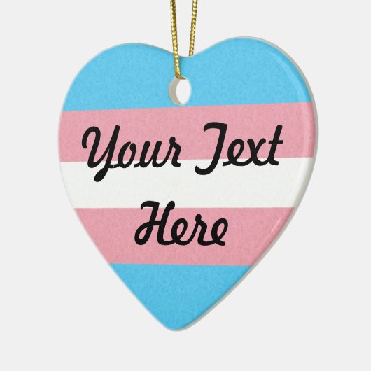 トランスジェンダープライドフラグの色付き背景 セラミックオーナメント (左)