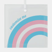 トランスジェンダープライドフラッグレインボーカスタムクリスマス ガラスオーナメント (正面)