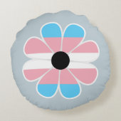 トランスジェンダープライドフラッグ枕、トランスフラッグ花 ラウンドクッション (裏面)