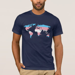 トランスジェンダープライド世界地図Tシャツ Tシャツ