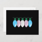 トランスジェンダープライド国旗のクリスマスライト ポストカード (正面/裏面)