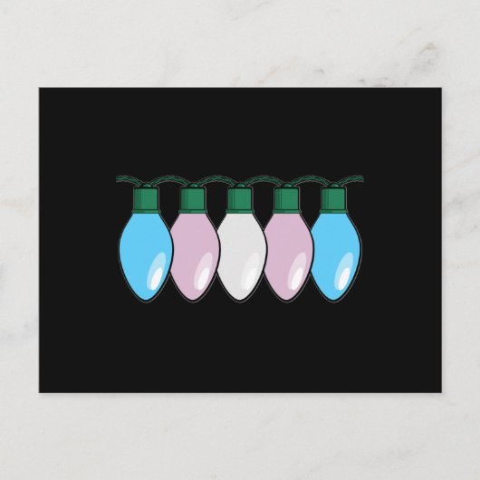 トランスジェンダープライド国旗のクリスマスライト ポストカード (正面)